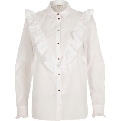 White V frill oversized shirt